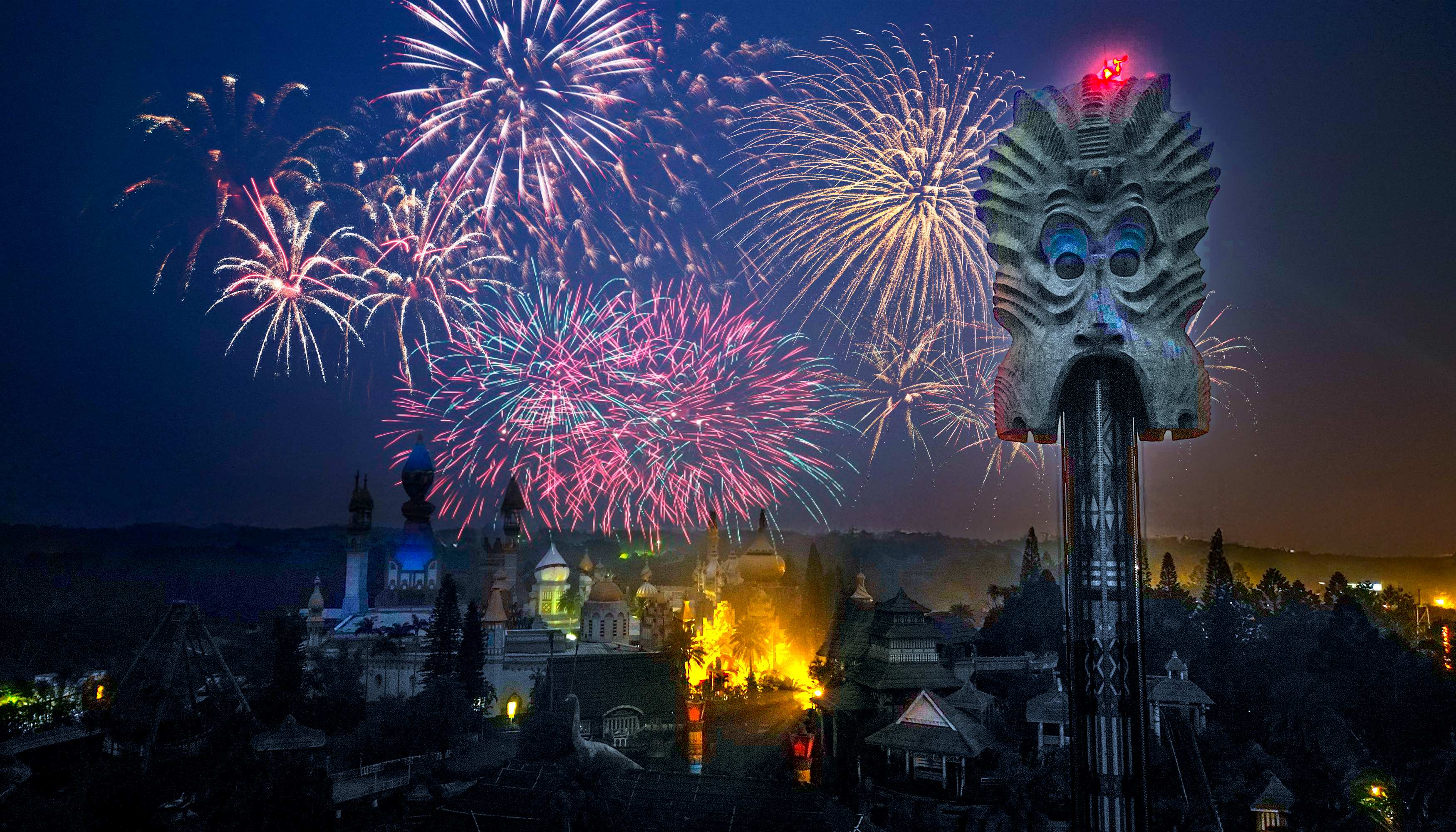 倒數一飛沖天，搭乘大怒神、笑傲飛鷹50公尺高空賞煙火